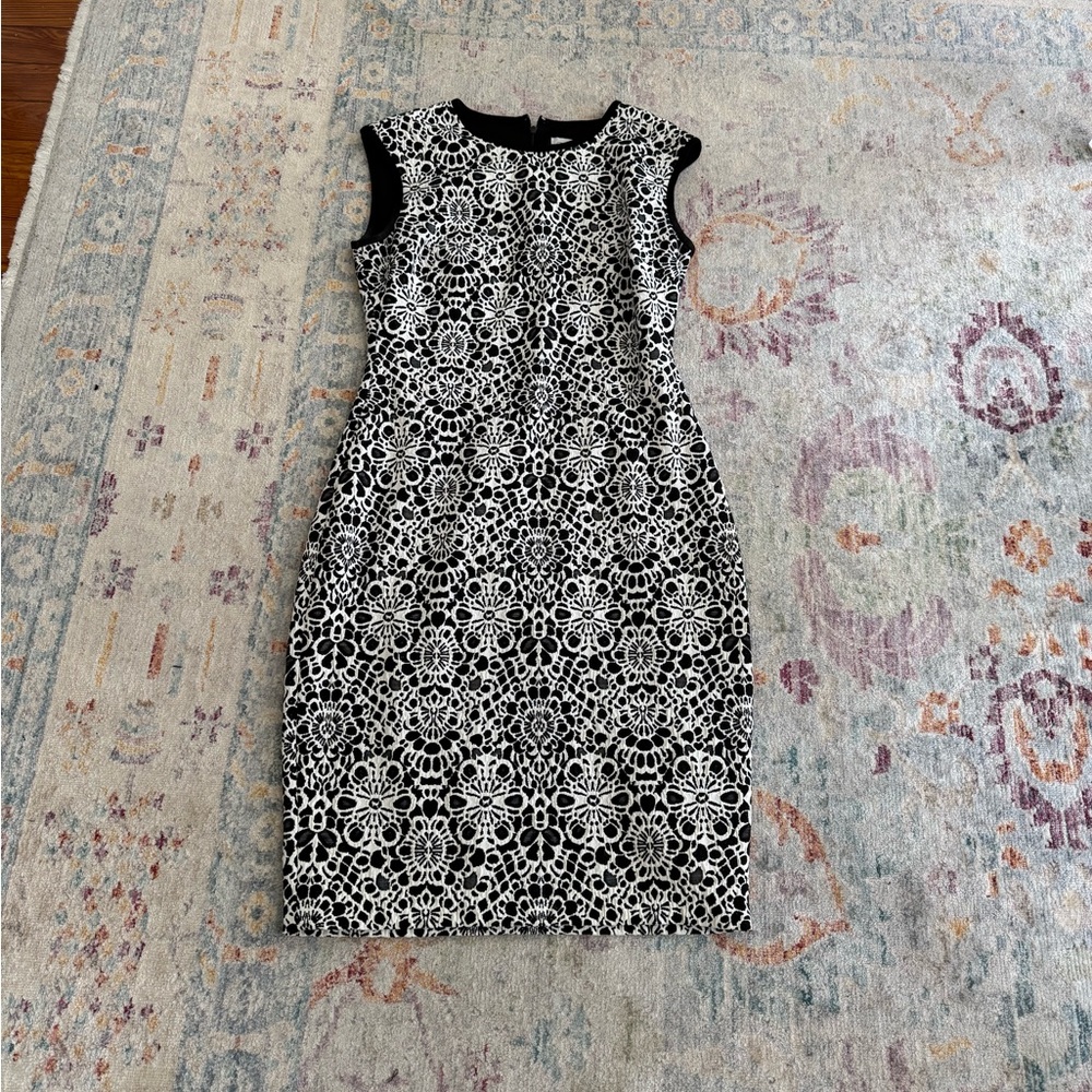 Cache Black and White Floral Dress